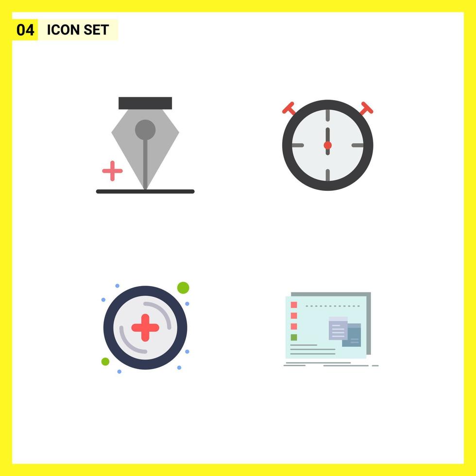 Pictogram Set of 4 Simple Flat Icons of add mac stopwatch new os Editable Vector Design Elements