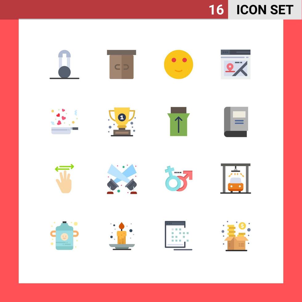 Universal Icon Symbols Group of 16 Modern Flat Colors of food map embarrassed location web Editable Pack of Creative Vector Design Elements