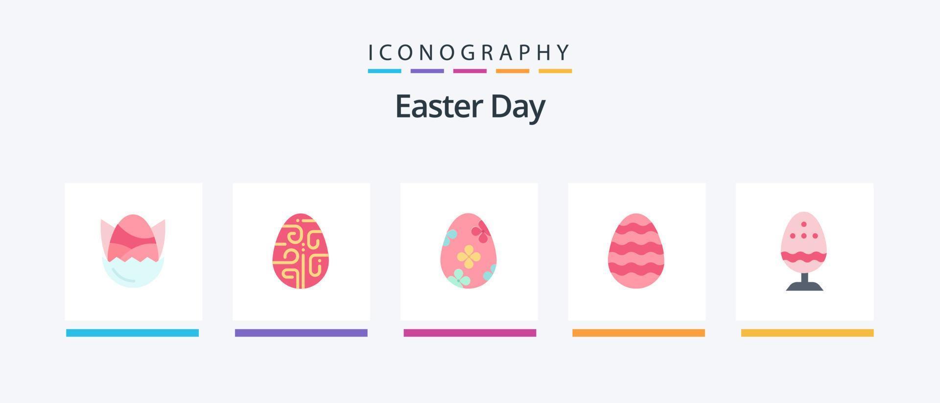 paquete de iconos de pascua flat 5 que incluye huevo. huevo duro. huevo. hervido. el huevo de Pascua. diseño de iconos creativos vector