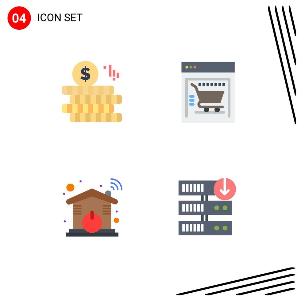 4 Thematic Vector Flat Icons and Editable Symbols of money wifi ecommerce automation download Editable Vector Design Elements
