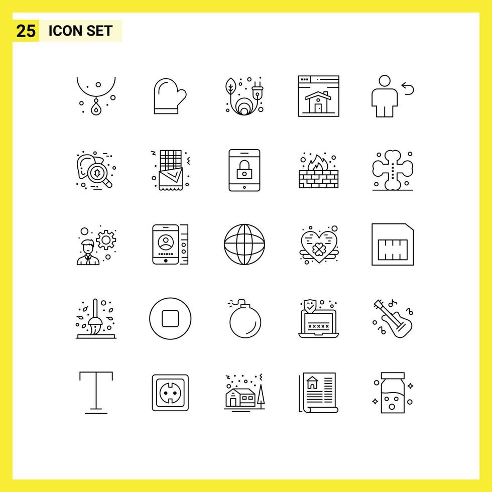 Set of 25 Commercial Lines pack for back design oven page web Editable Vector Design Elements