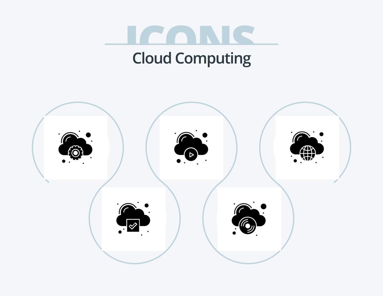 paquete de iconos de glifo de computación en la nube 5 diseño de iconos. informática. nube. video. nube vector