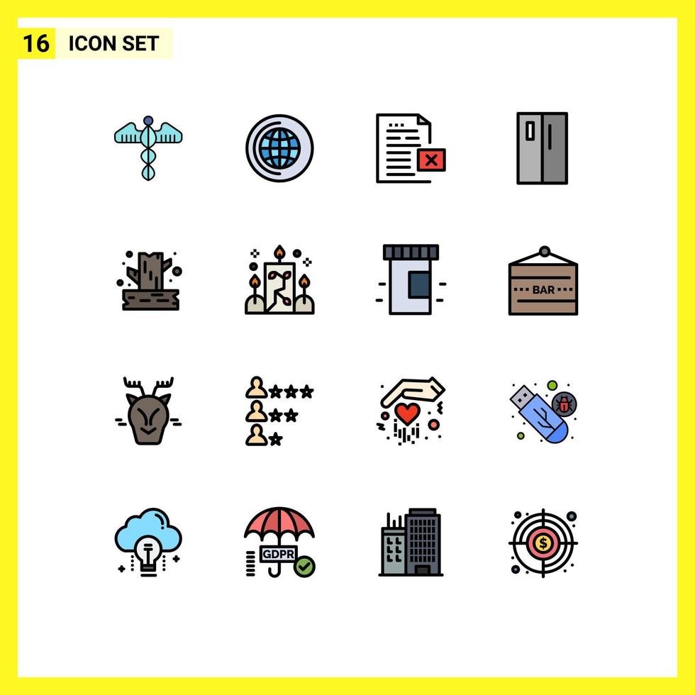 Stock Vector Icon Pack of 16 Line Signs and Symbols for side fridge data by office Editable Creative Vector Design Elements