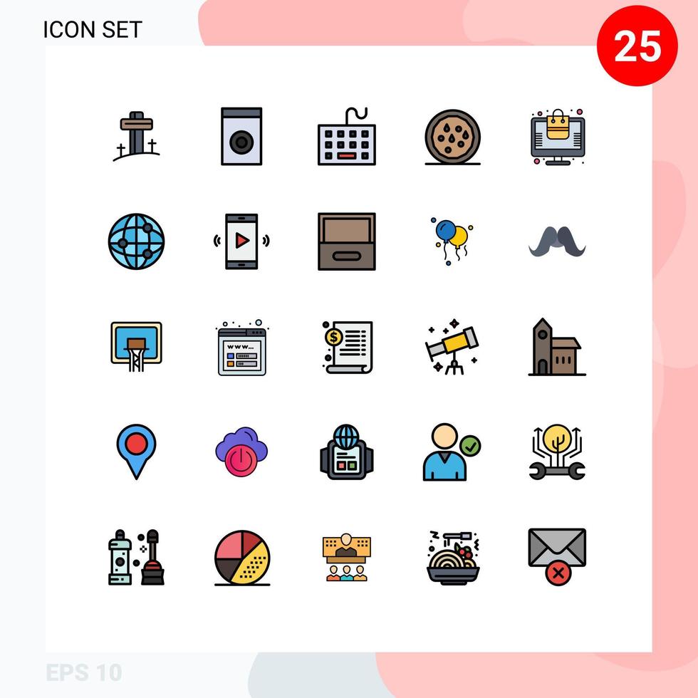 Filled line Flat Color Pack of 25 Universal Symbols of shopping order order approved devices thanksgiving healthy Editable Vector Design Elements