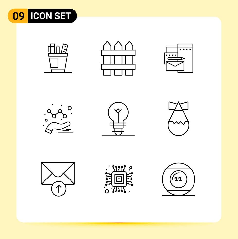 9 User Interface Outline Pack of modern Signs and Symbols of graph analytics home corporate branding Editable Vector Design Elements