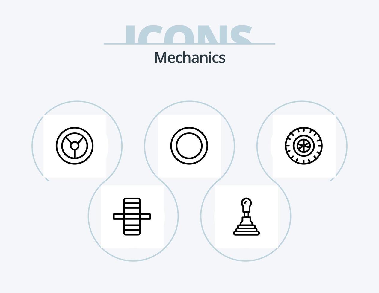 Mechanics Line Icon Pack 5 Icon Design. . wheel. repair. pump. gearbox vector