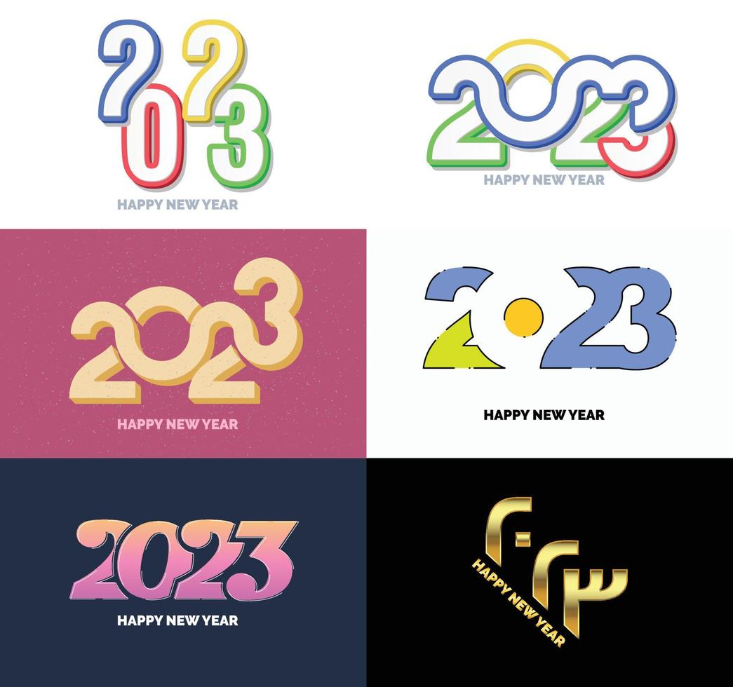 Big Collection of 2023 Happy New Year symbols Cover of business diary for 2023 with wishes vector