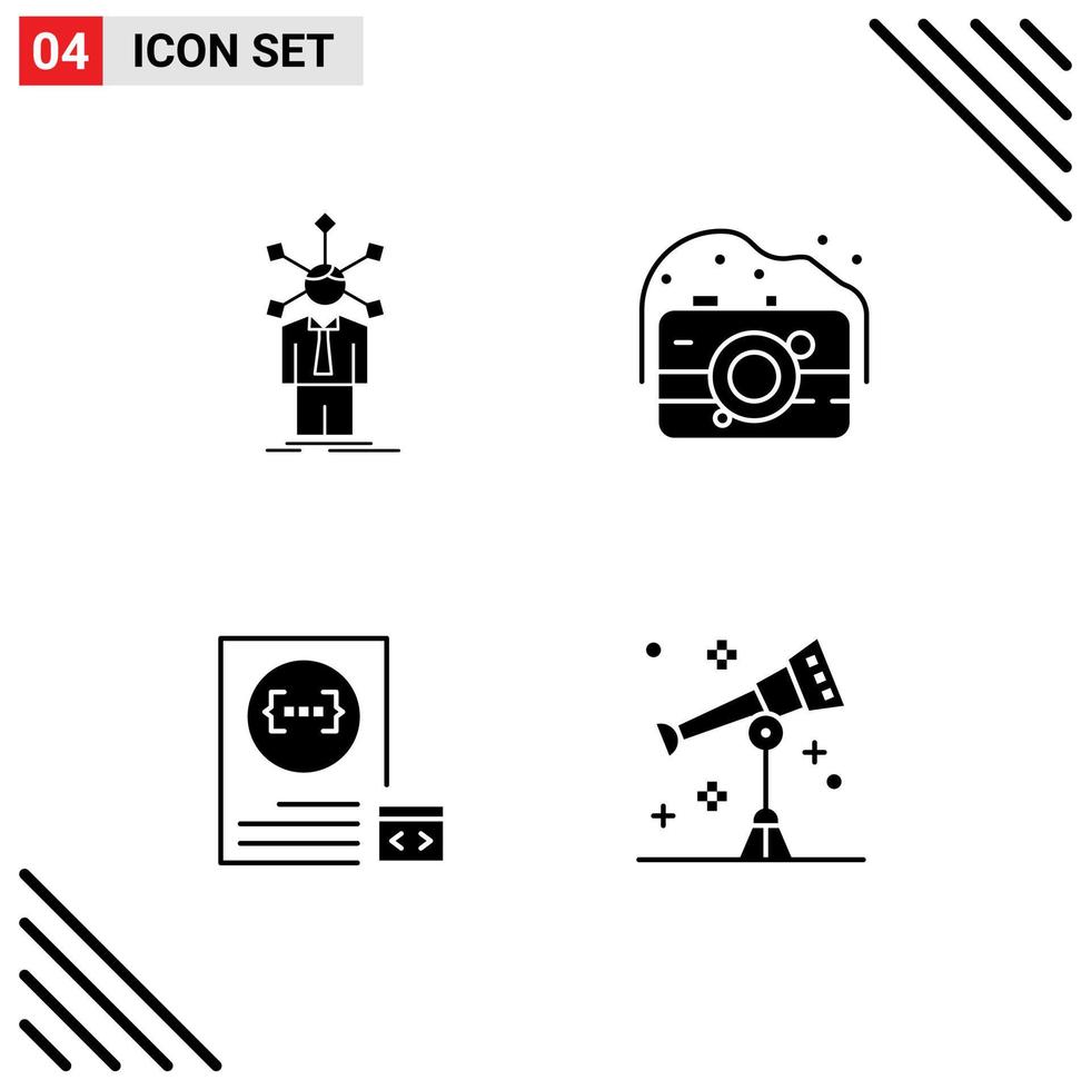 Stock Vector Icon Pack of 4 Line Signs and Symbols for development app personality old develop Editable Vector Design Elements