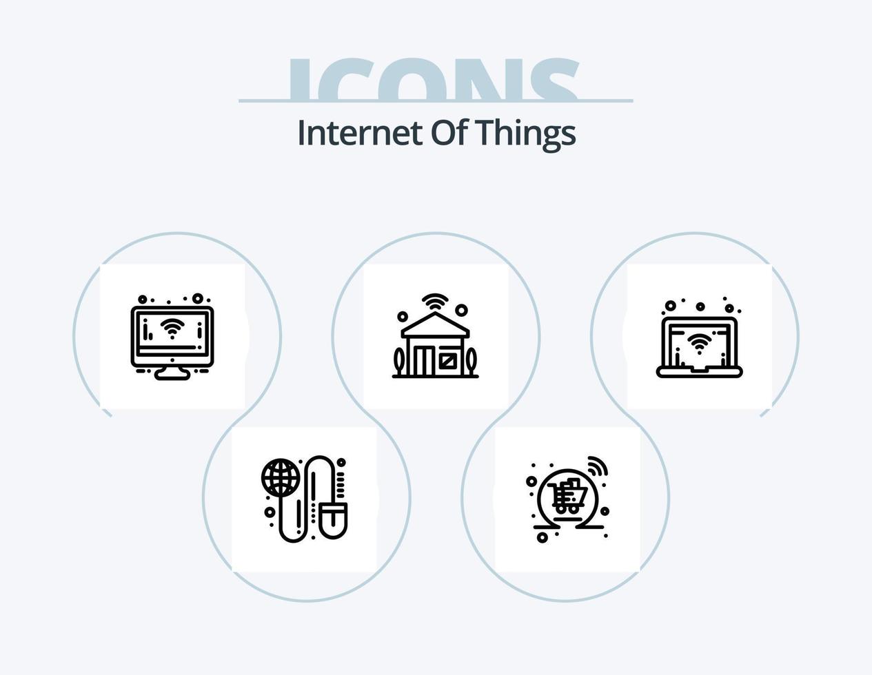 Internet Of Things Line Icon Pack 5 Icon Design. screen. cloud. iot. transfer. globe vector