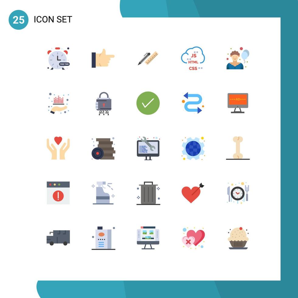 Set of 25 Modern UI Icons Symbols Signs for development coding desk code supplies Editable Vector Design Elements