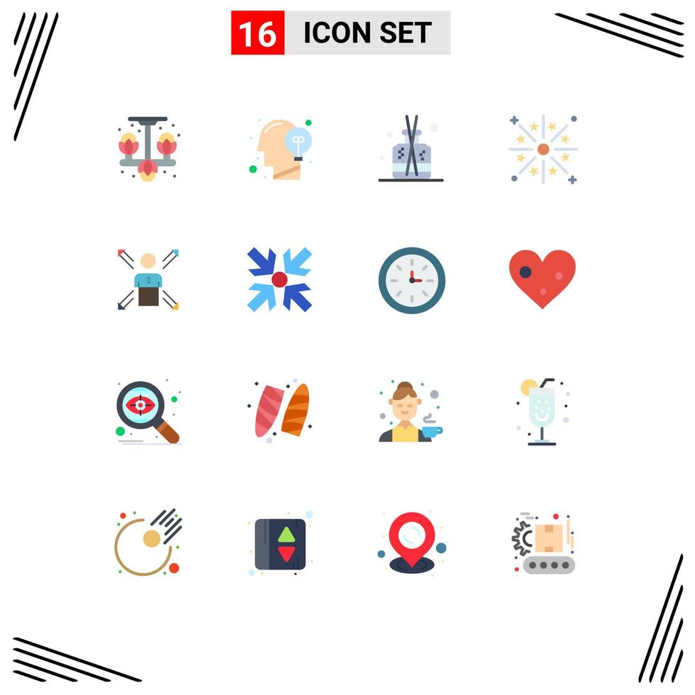 Set of 16 Vector Flat Colors on Grid for light firework mind festivity spa Editable Pack of Creative Vector Design Elements