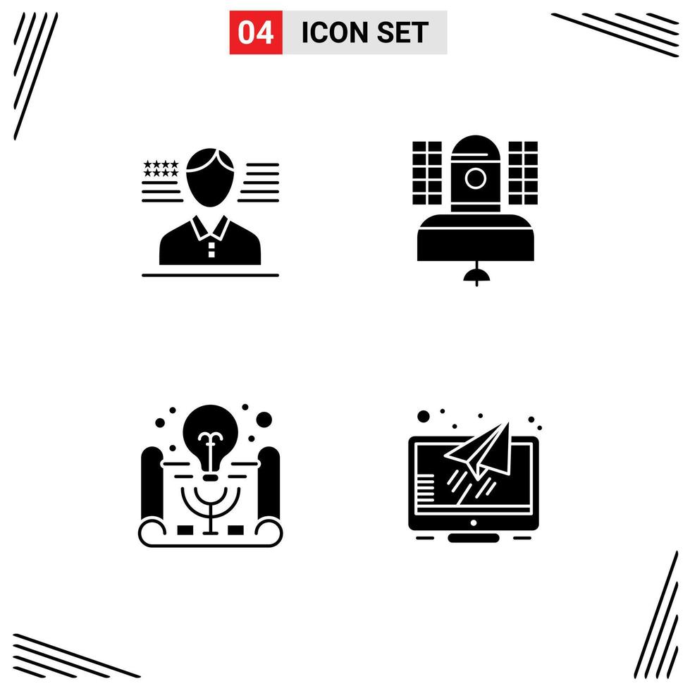 4 Creative Icons Modern Signs and Symbols of man business idea satellite communication project management Editable Vector Design Elements