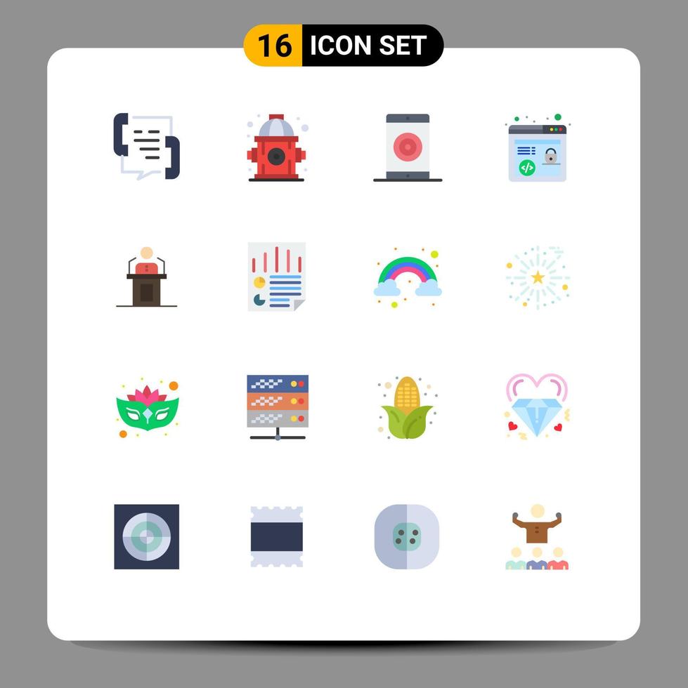 Set of 16 Modern UI Icons Symbols Signs for person browser seo engine marketing performance Editable Pack of Creative Vector Design Elements