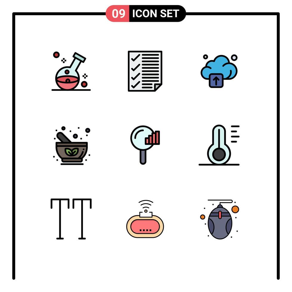 Stock Vector Icon Pack of 9 Line Signs and Symbols for herbal medicine page drug technology Editable Vector Design Elements