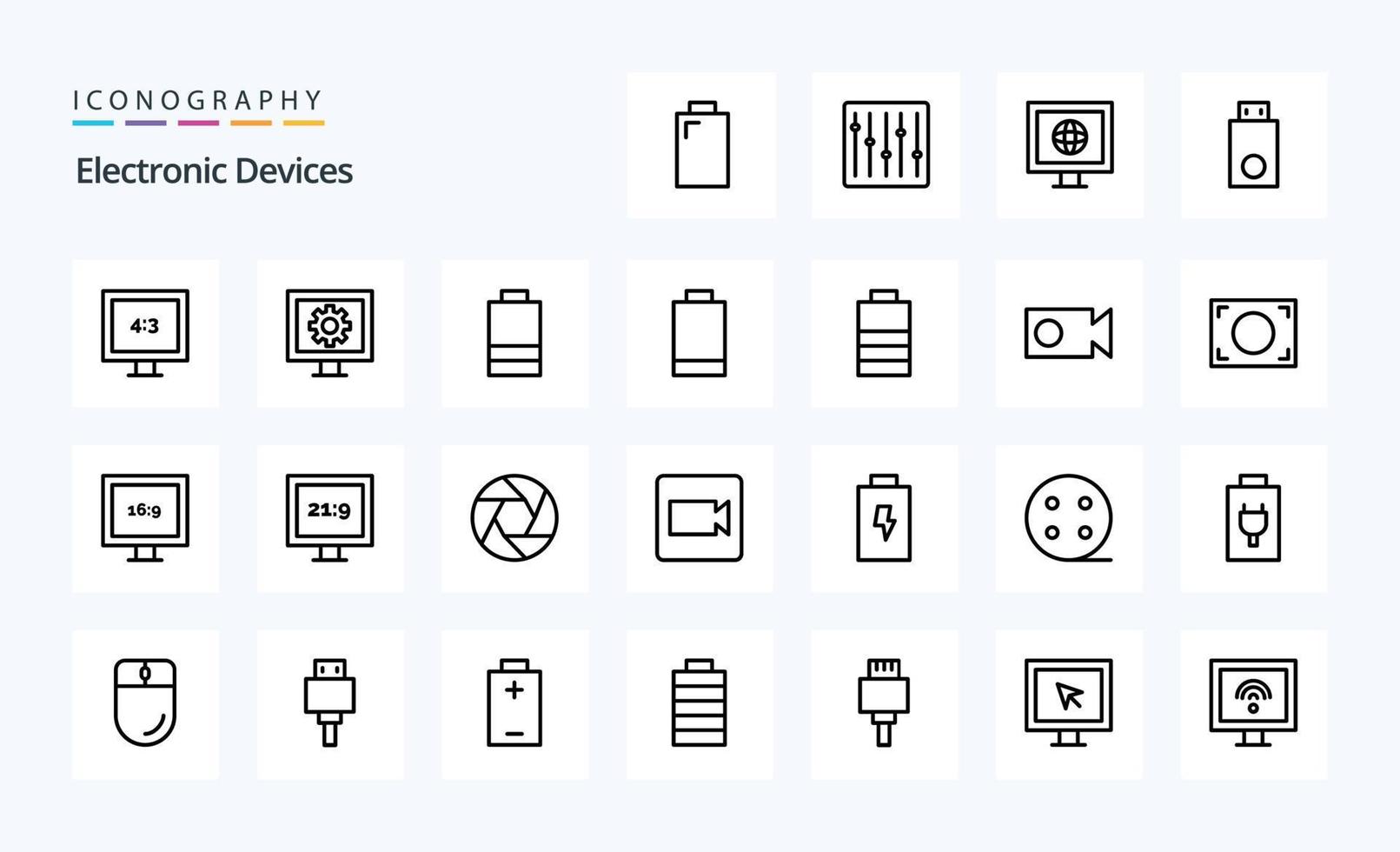 paquete de iconos de línea de 25 dispositivos vector