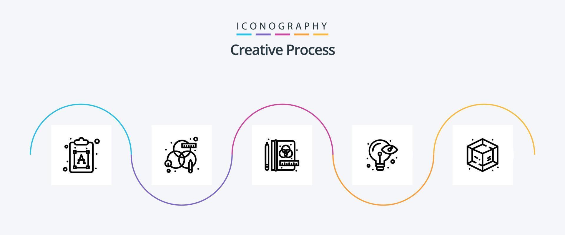 Creative Process Line 5 Icon Pack Including object. creative. creative. idea. process vector