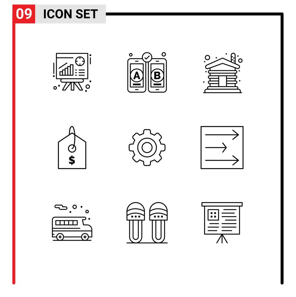 9 Universal Outlines Set for Web and Mobile Applications wheel general wood basic product Editable Vector Design Elements