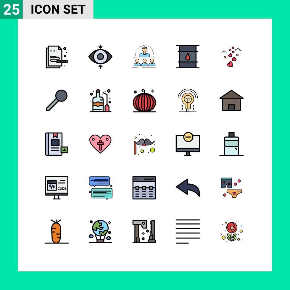 Stock Vector Icon Pack of 25 Line Signs and Symbols for hearts delivery coach cylinder can Editable Vector Design Elements