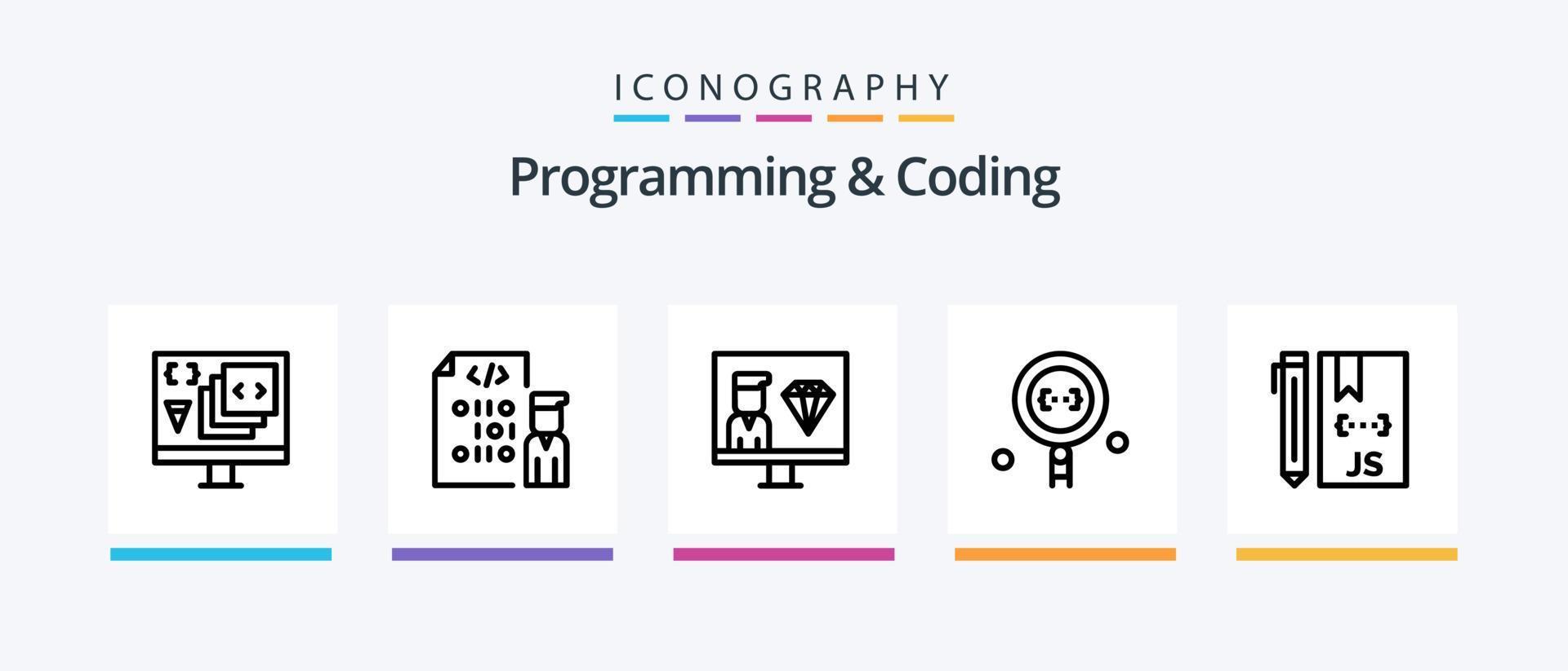 paquete de iconos de línea 5 de programación y codificación que incluye archivo. desarrollar. programación. programación. desarrollar. diseño de iconos creativos vector