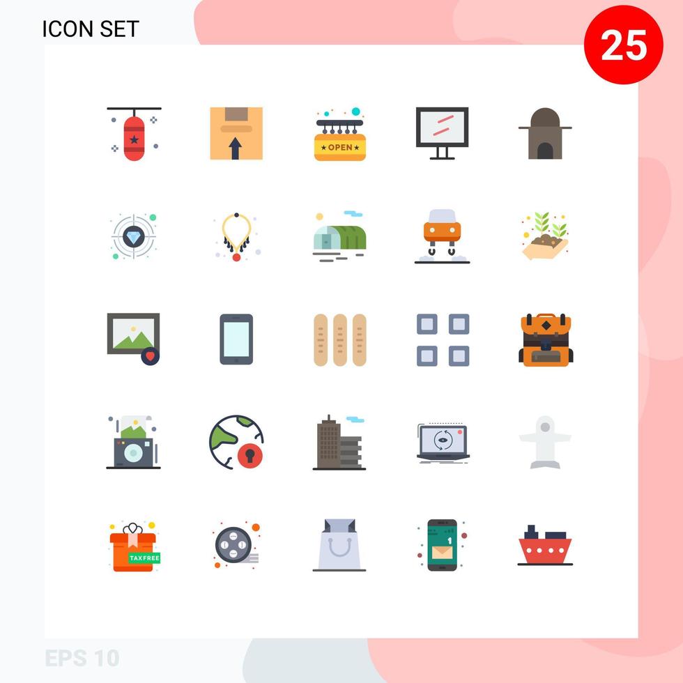 Pack of 25 Modern Flat Colors Signs and Symbols for Web Print Media such as building display logistic computer shop Editable Vector Design Elements