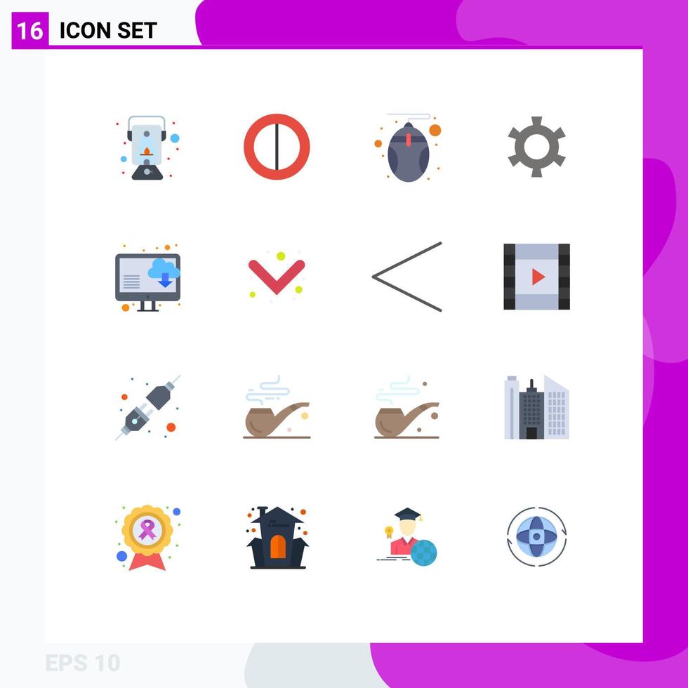 Concepto de 16 colores planos para sitios web móviles y aplicaciones descargadas configuración de la computadora del mouse paquete editable de elementos de diseño de vectores creativos