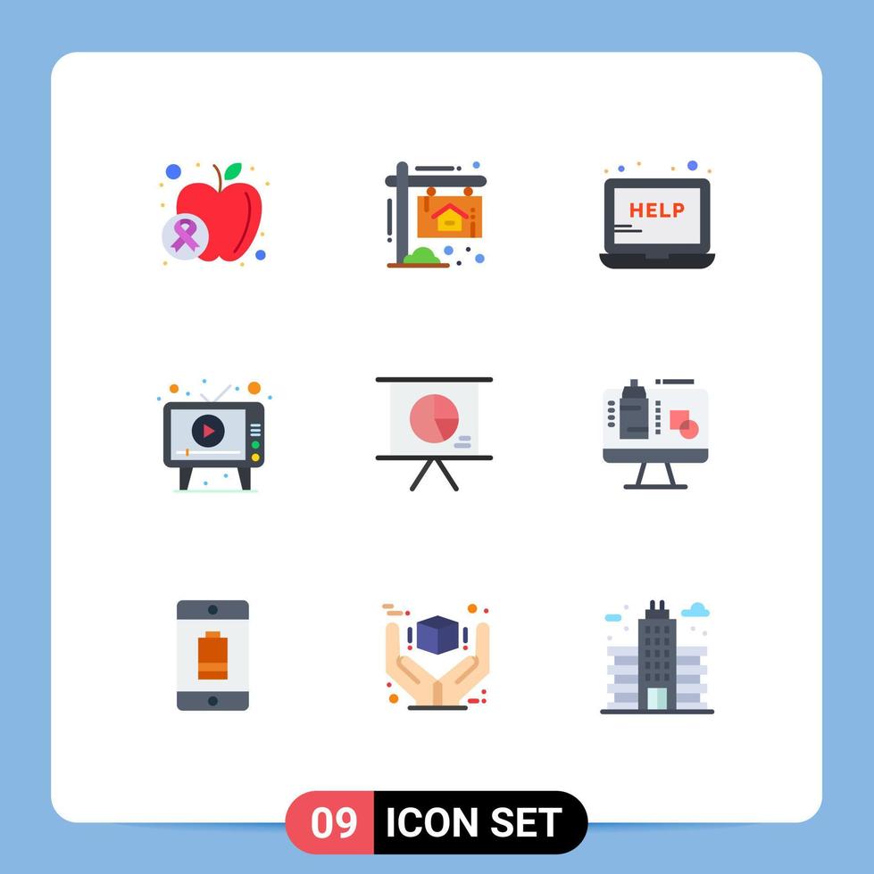 9 Flat Color concept for Websites Mobile and Apps business play help media ad Editable Vector Design Elements