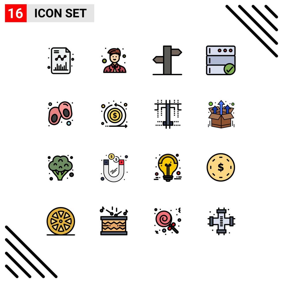 16 User Interface Flat Color Filled Line Pack of modern Signs and Symbols of shoes baby address server backup Editable Creative Vector Design Elements