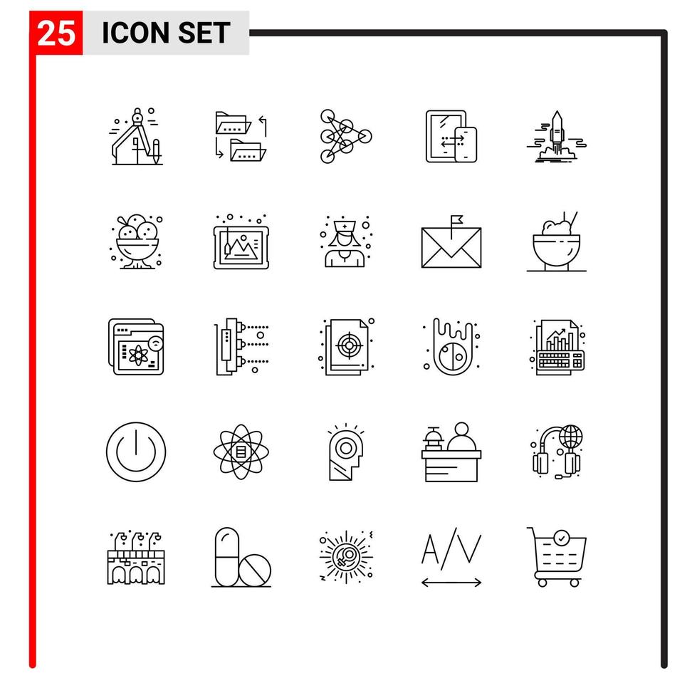 25 Thematic Vector Lines and Editable Symbols of publish technology learning storage mobile Editable Vector Design Elements