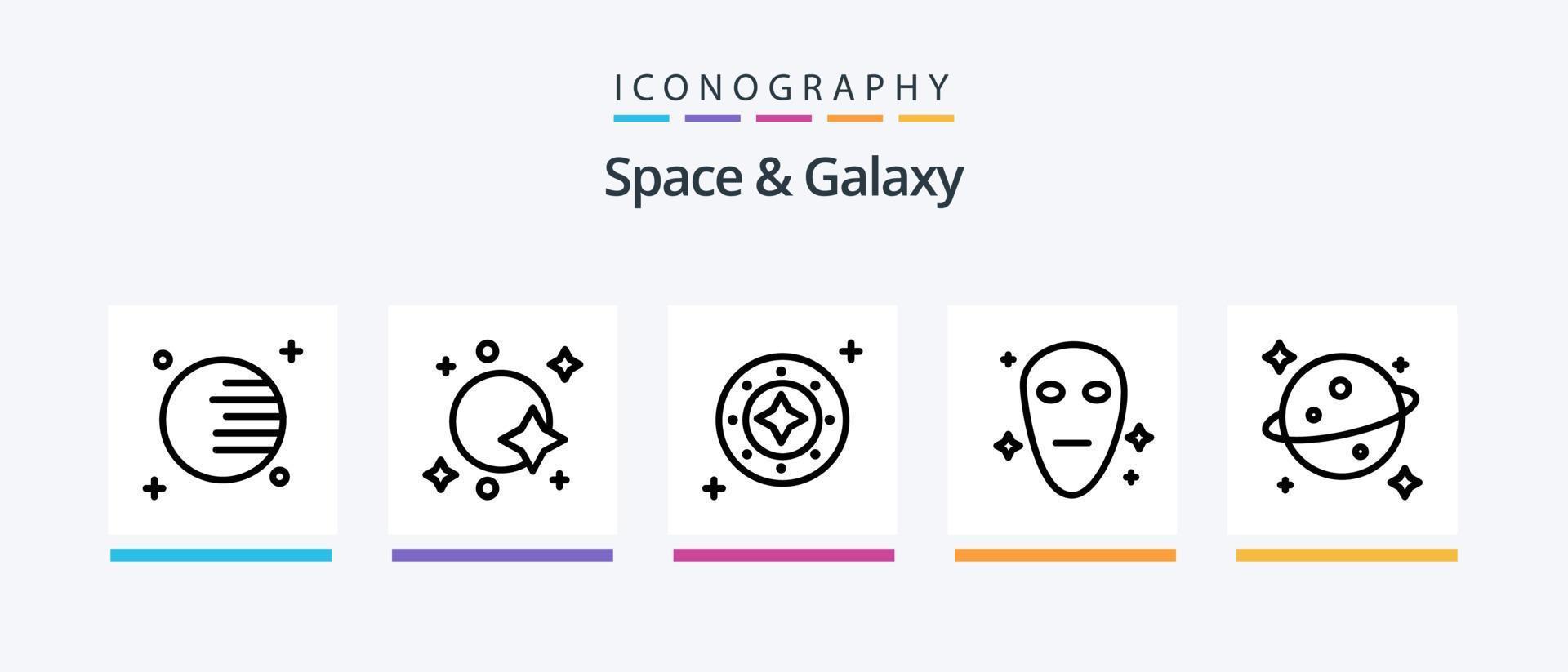 Space And Galaxy Line 5 Icon Pack Including alien. space. universe. satellite. astronomy. Creative Icons Design vector