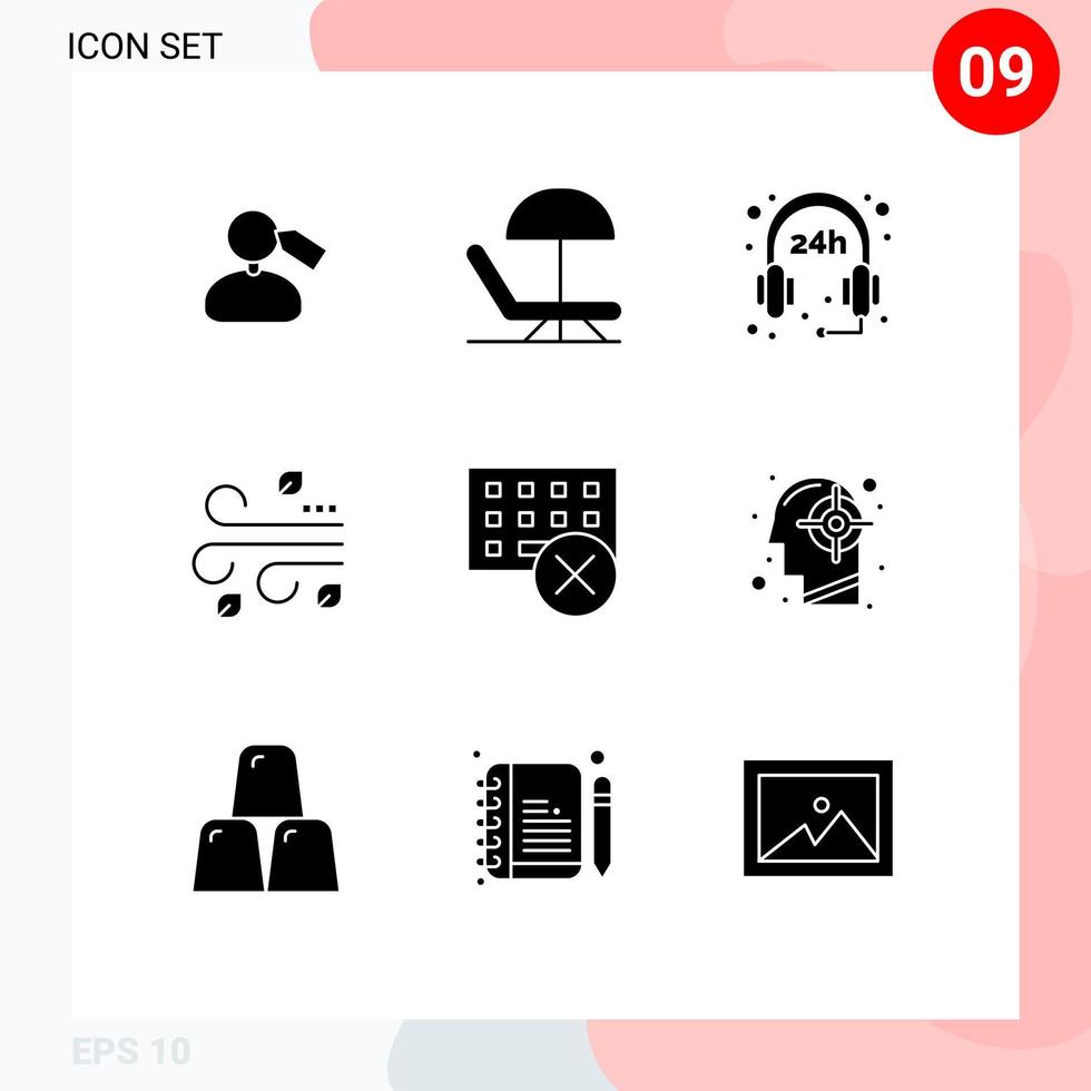 Editable Vector Line Pack of 9 Simple Solid Glyphs of hardware devices support computers thanksgiving Editable Vector Design Elements