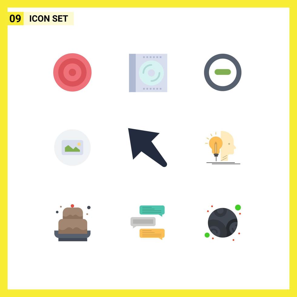 Universal Icon Symbols Group of 9 Modern Flat Colors of left ui disc basic image Editable Vector Design Elements