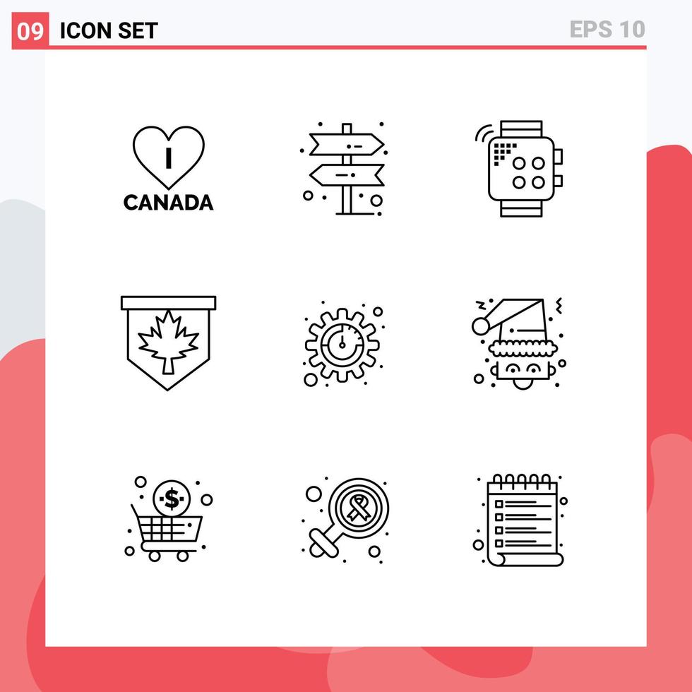 User Interface Pack of 9 Basic Outlines of settings productivity touch sign leaf Editable Vector Design Elements