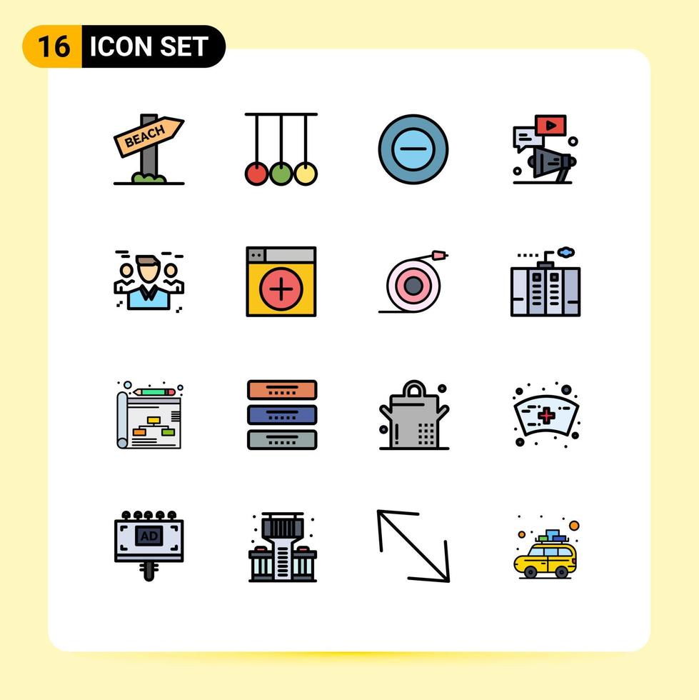 Stock Vector Icon Pack of 16 Line Signs and Symbols for friends marketing no chat video Editable Creative Vector Design Elements