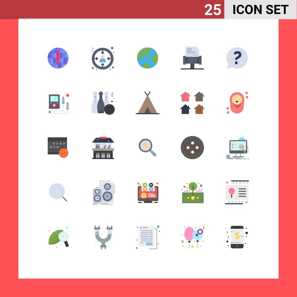 Universal Icon Symbols Group of 25 Modern Flat Colors of social mark earth chat law Editable Vector Design Elements