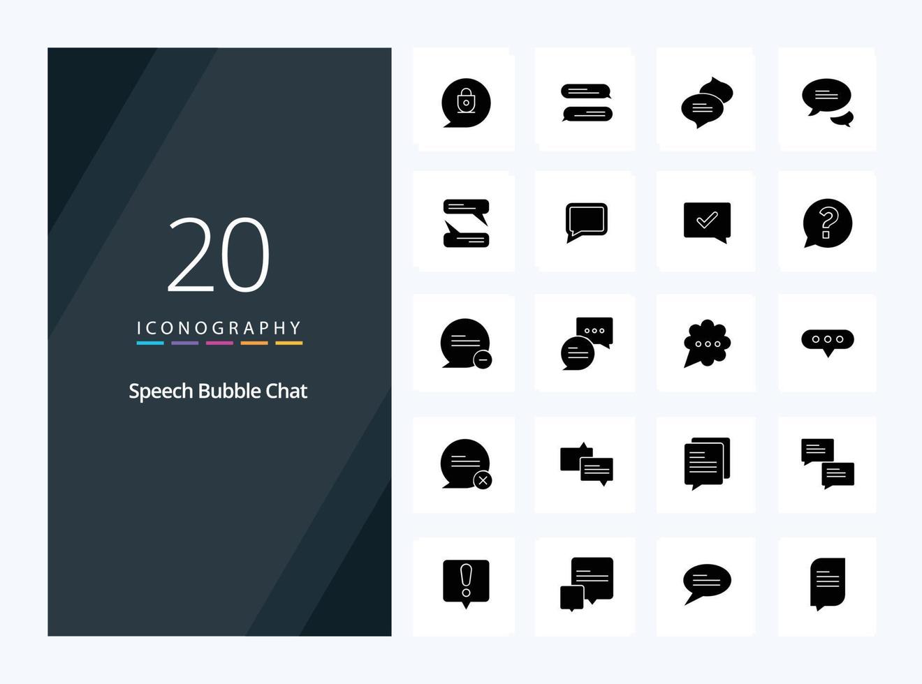 20 Chat Solid Glyph icon for presentation vector