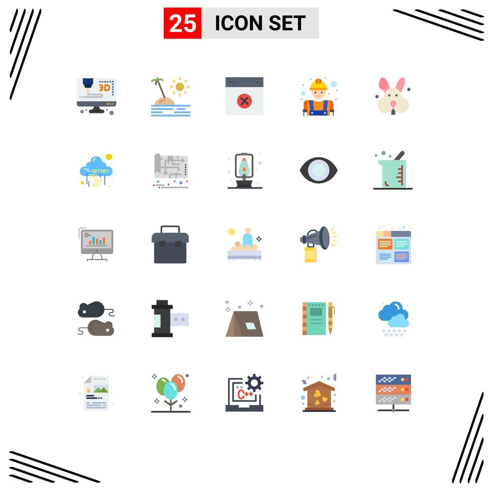 paquete de iconos de vector de stock de 25 signos y símbolos de línea para elementos de diseño de vector editables de construcción de mano de obra de diseño de bynny de conejo