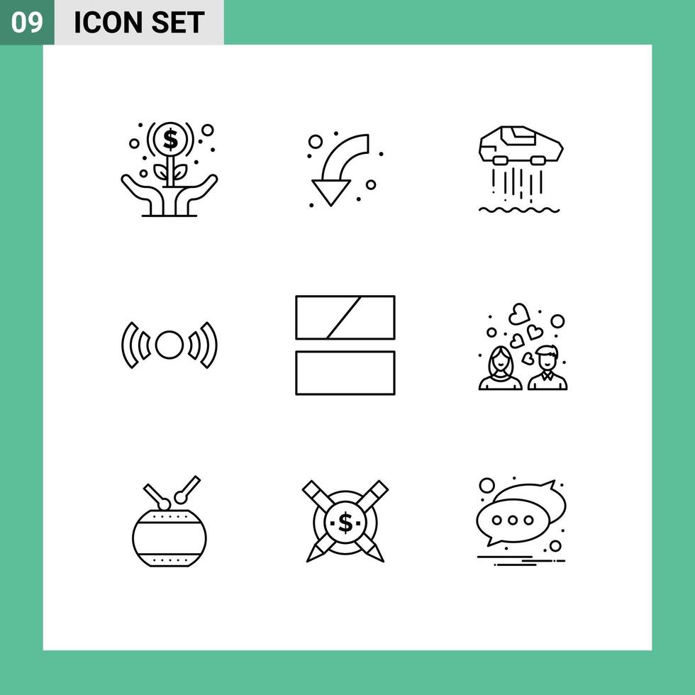 9 Thematic Vector Outlines and Editable Symbols of ui essential left basic car Editable Vector Design Elements