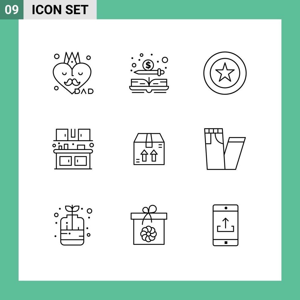 Paquete de 9 esquemas de interfaz de usuario de signos y símbolos modernos de logros de cocina de comercio electrónico elementos de diseño de vectores editables para cocinar alimentos