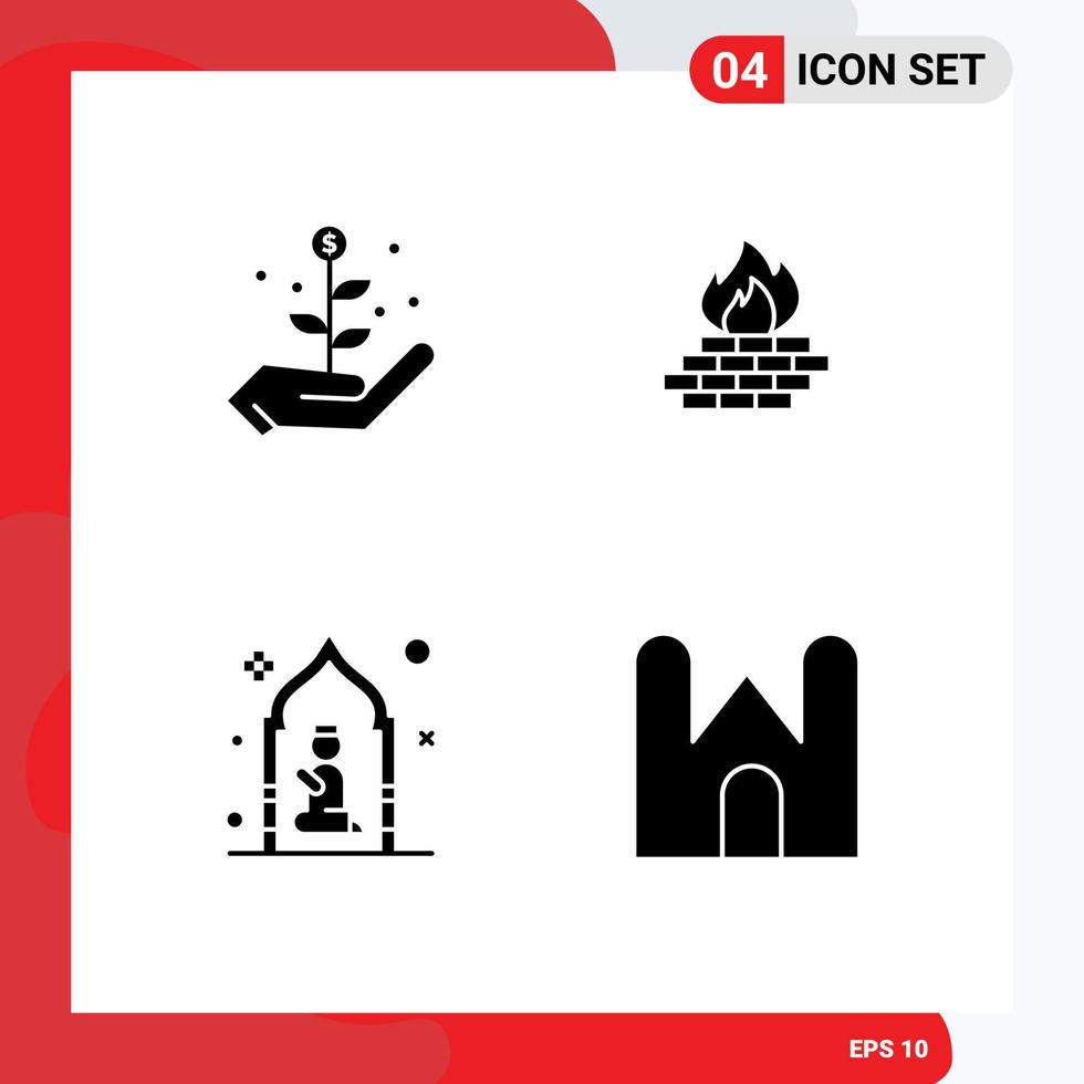 4 Creative Icons Modern Signs and Symbols of growth masjid antivirus network man Editable Vector Design Elements