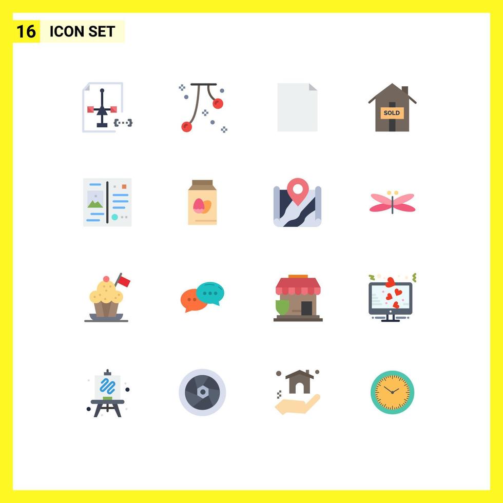 User Interface Pack of 16 Basic Flat Colors of postcard sold fall property page Editable Pack of Creative Vector Design Elements