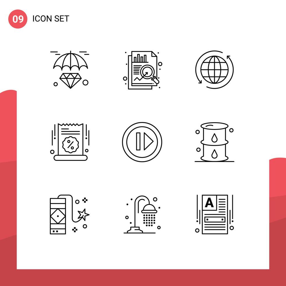 Set of 9 Vector Outlines on Grid for audio sale globe sale advertisement big sale Editable Vector Design Elements