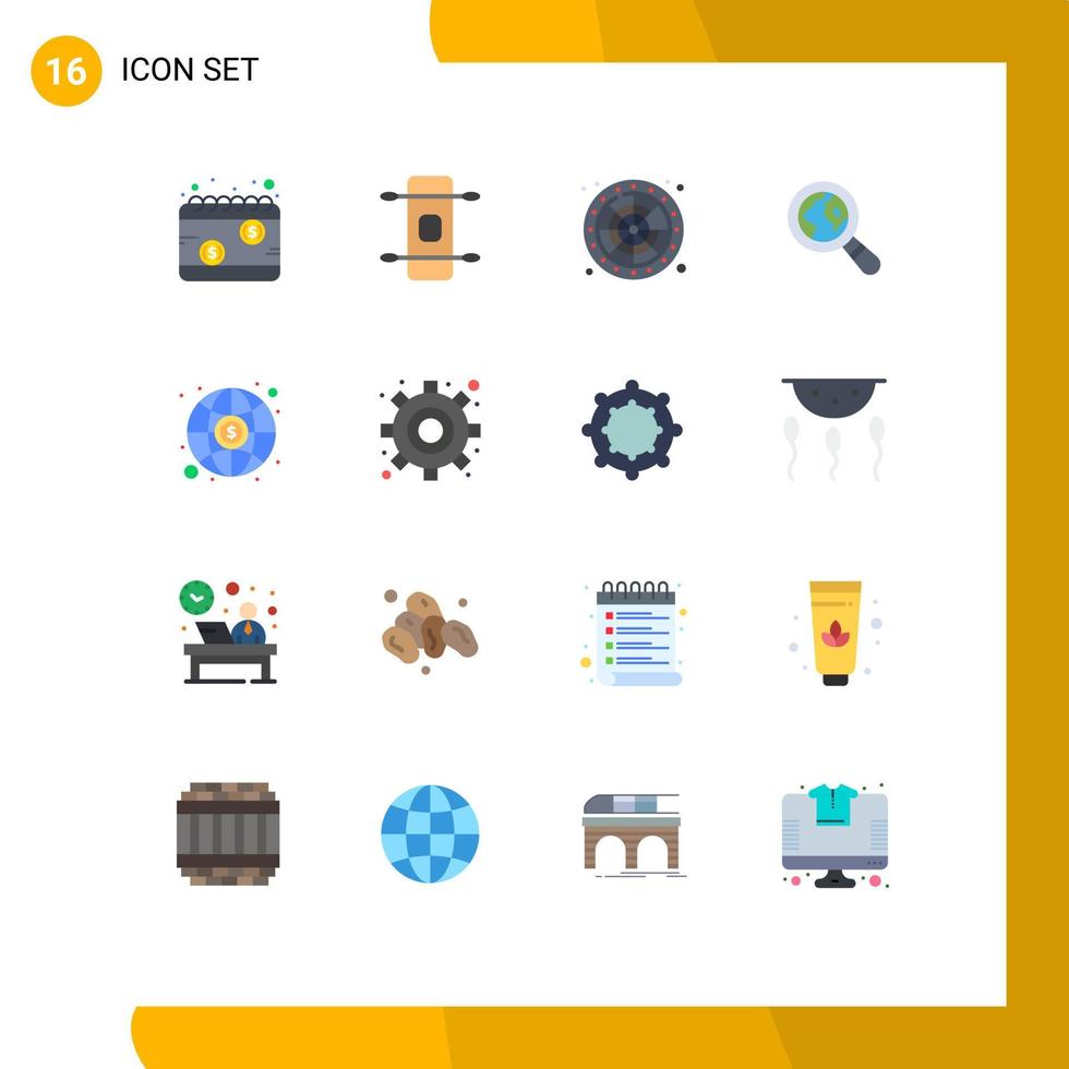 16 Creative Icons Modern Signs and Symbols of money global lucky magnifying glass ecommerce Editable Pack of Creative Vector Design Elements