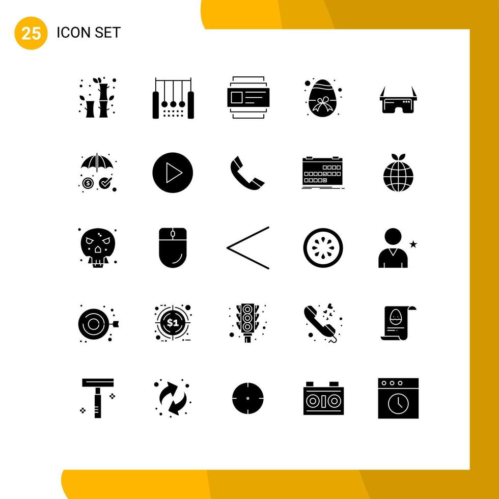 25 Solid Glyph concept for Websites Mobile and Apps glasses nature rings gift easter Editable Vector Design Elements