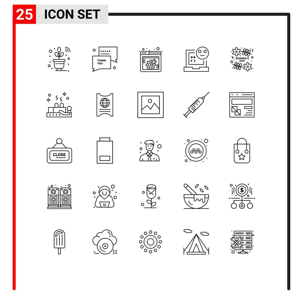 Modern Set of 25 Lines and symbols such as day development spanner develop bad Editable Vector Design Elements