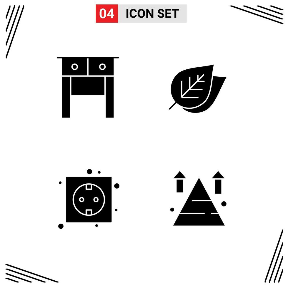 4 Creative Icons Modern Signs and Symbols of desk energy ecology spring power Editable Vector Design Elements