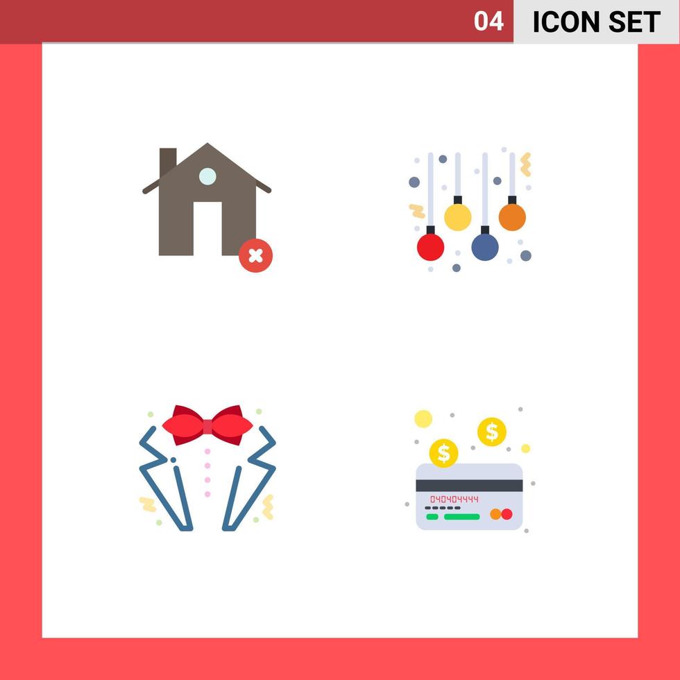 conjunto de 4 paquetes de iconos planos comerciales para edificios bow estate balls amor elementos de diseño vectorial editables vector