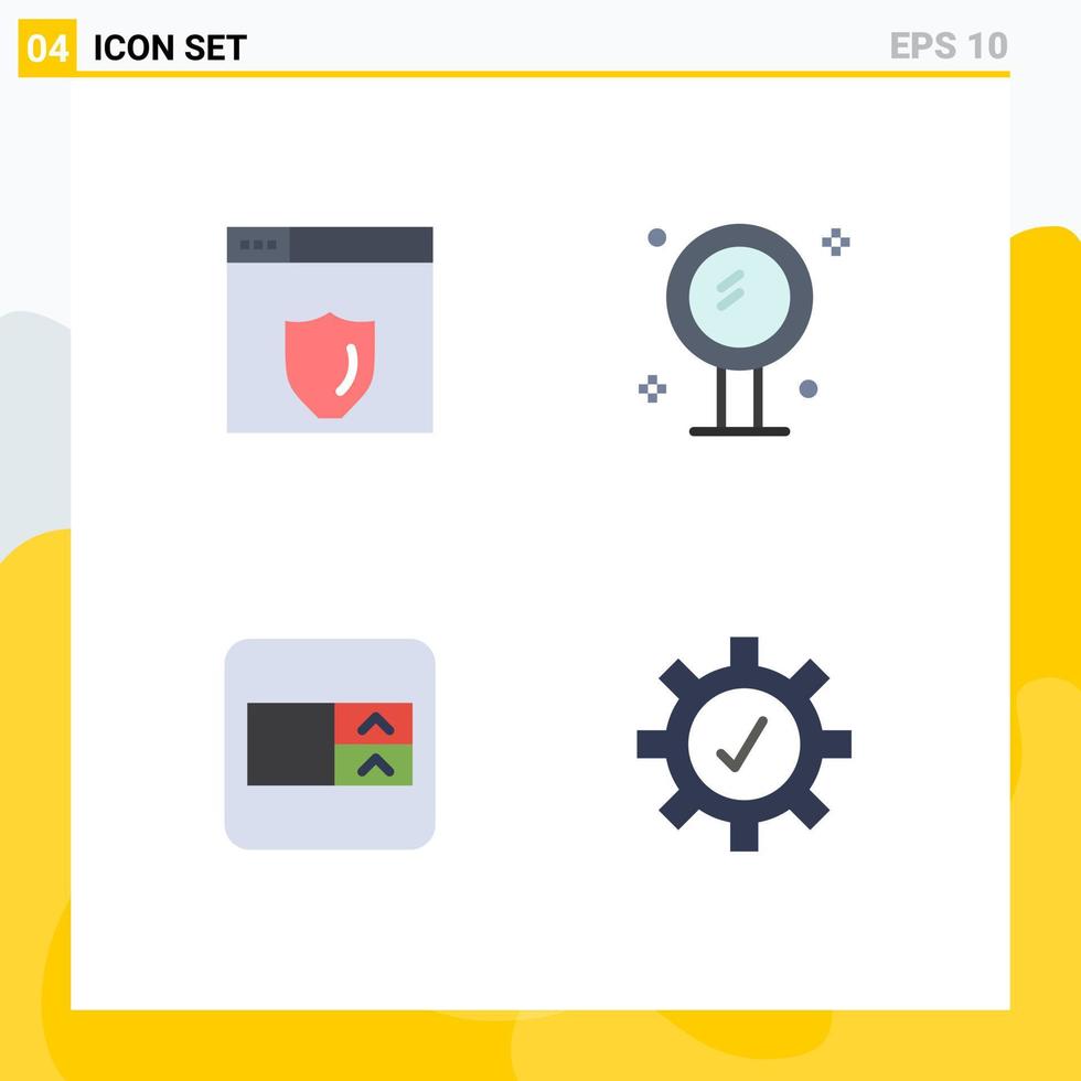 Stock Vector Icon Pack of 4 Line Signs and Symbols for web server select box bathroom mirror protection Editable Vector Design Elements