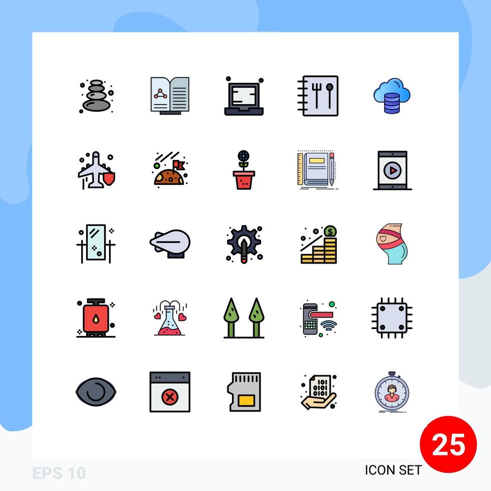 Stock Vector Icon Pack of 25 Line Signs and Symbols for dollar computing device cloud book Editable Vector Design Elements