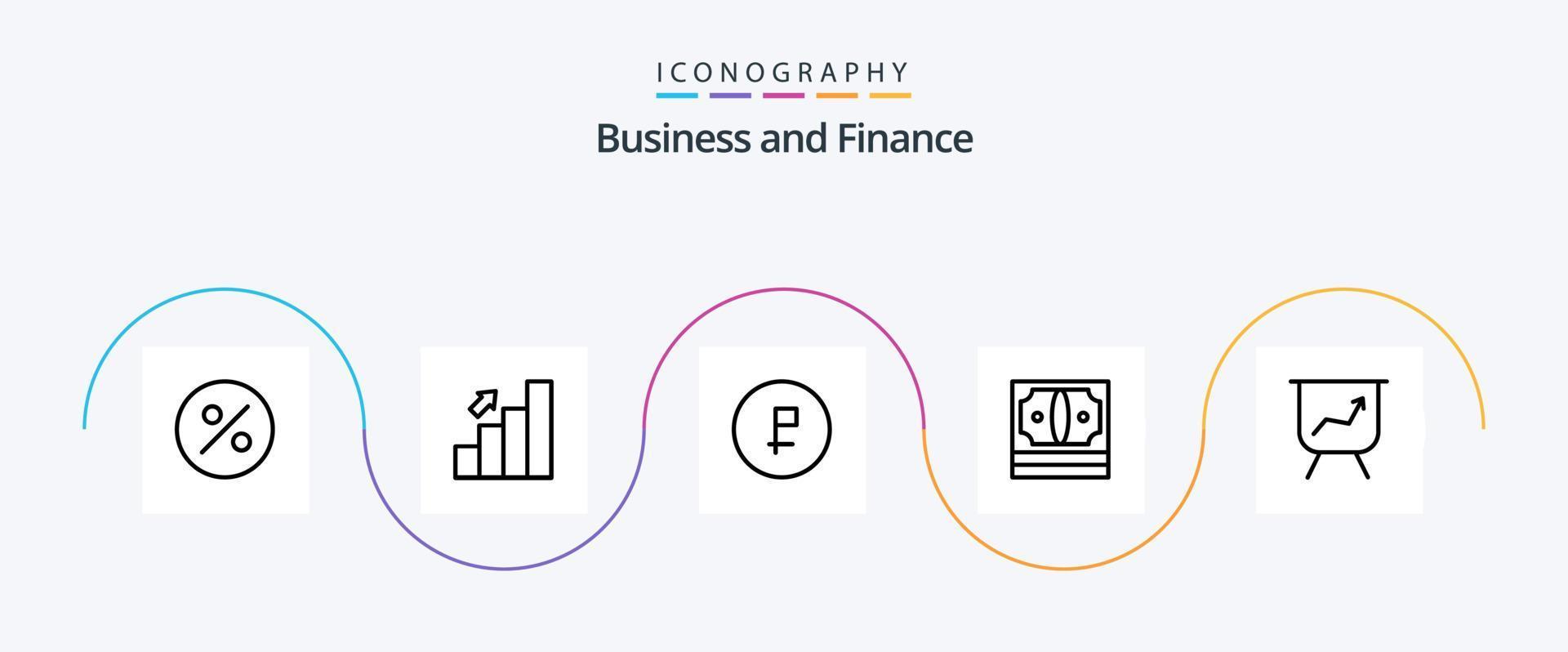 Finance Line 5 Icon Pack Including board. money. coin. finance. business vector