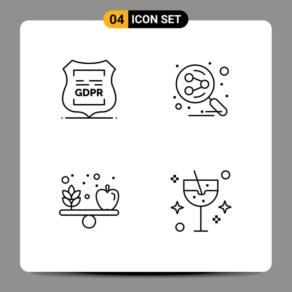 Line Pack of 4 Universal Symbols of data privacy apple privacy share health Editable Vector Design Elements